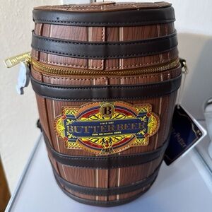 Loungefly Butter Barrel Toiletry Bag - Brown and Gold